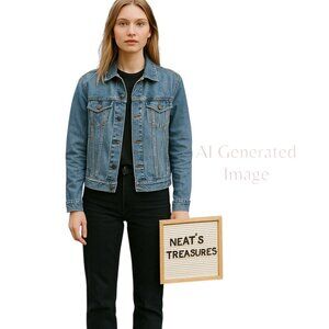 Levis Strauss Girls Pockets Light Wash Blue Denim Trucker Jean Jacket Size XL